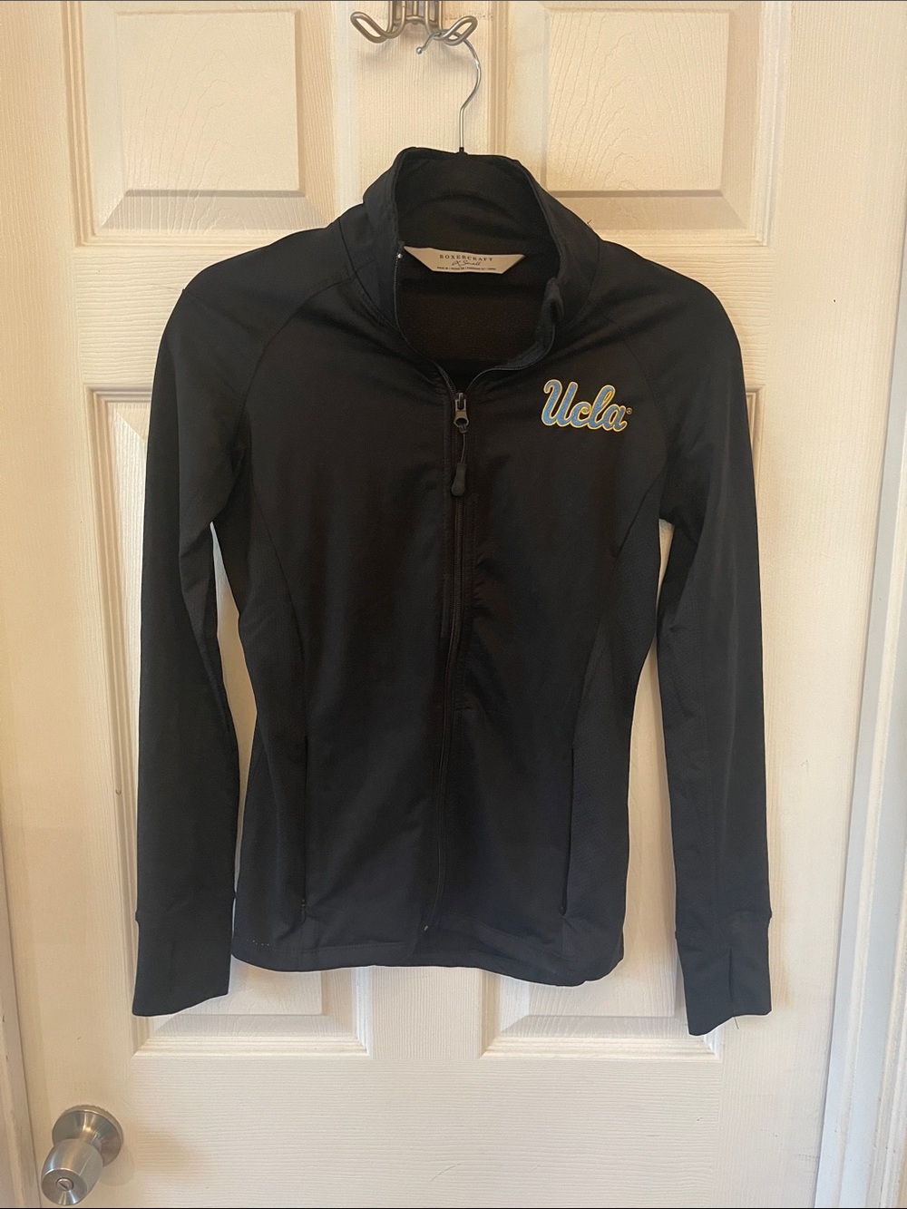 Black Zip-Up Sporty UCLA Jacket for Women